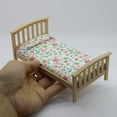 thumbnail image 4 of ROZYARD Doll House Miniature Single Bed Wooden Furniture For 1/12 Bedroom Scene Decors, 4 of 10