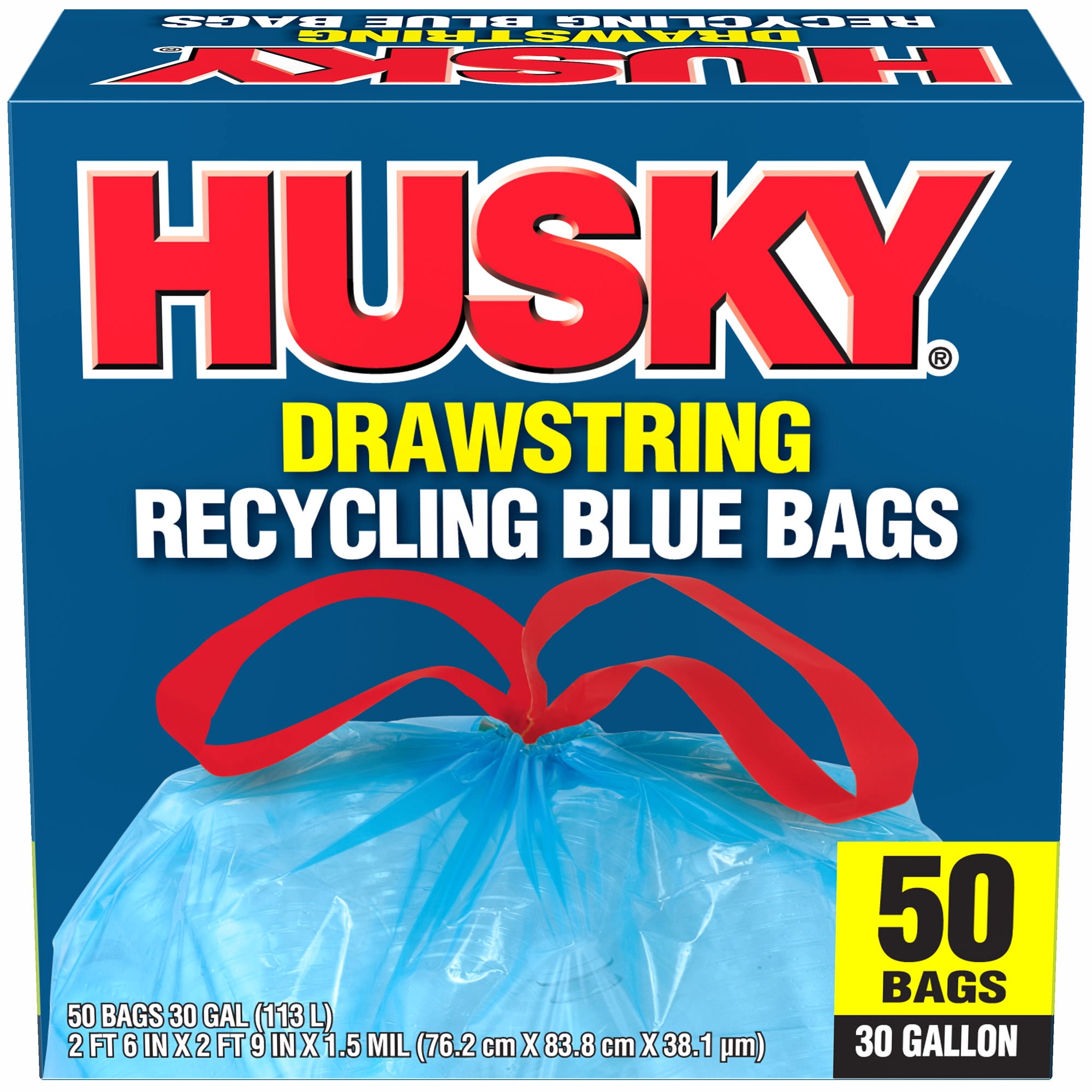 13 Gallons Polyethylene Plastic Recycling Bags - 50 Count