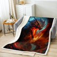 thumbnail image 3 of Ice and Fire Dragon Fleece Blanket Mysterious Flying Dragon Throw Blanket Dragon Lovers Fuzzy Blanket Queen, 3 of 5