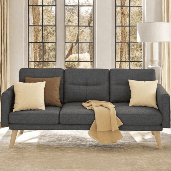 Lofka Couch, Futon Sofa for Living Room Furniture, Small Loveseat for Small Spaces, Dark Gray