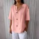 thumbnail image 5 of Camisas de Algodón de Manga Larga para las Mujeres Cuello Botón Camisa de Bolsillo Chaqueta, Mezcla de Lino Casual Camiseta para el Hogar Y Diario, 5 of 6