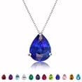 thumbnail image 1 of Collar con colgante deslizante solitario JeenMata Zafiro azul 1,5 TCW en Baño de oro blanco, 1 of 6