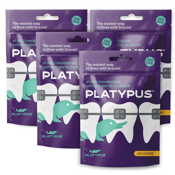 Platypus Orthodontic Flossers for Braces | Ortho Picks for Adults & Kids | Fits Under Arch Wire | Non-Damaging | Encourage Flossing Habits | Floss Teeth in Under Two Min