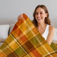 thumbnail image 4 of Orange Checked Fleece Throw Blanket for Couch, Green Thanksgiving Buffalo Plaid Microfiber Flannel Blanket for All Season, Lightweight Soft Throw Blankets for Gifts, Home Decor, 32"x47", 4 of 8