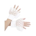 thumbnail image 4 of INSPIRE CHIC Women's Lace Fingerless Gloves Wrist Length Wedding Elegant White Ruffled Floral Gloves for Bridal Party Gloves White-1(With elasticity), 4 of 6