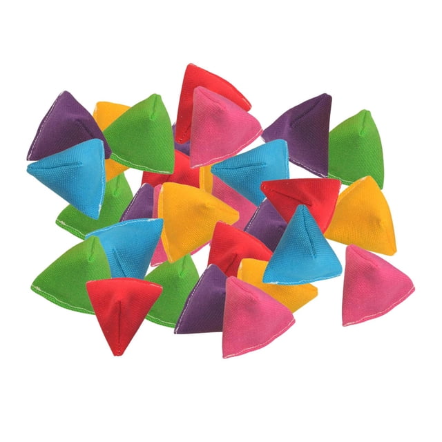 Juego de 30 bolsas de arena triangulares para niños, mini bolsas de arena para aprender colores, para actividades al aire libre,
