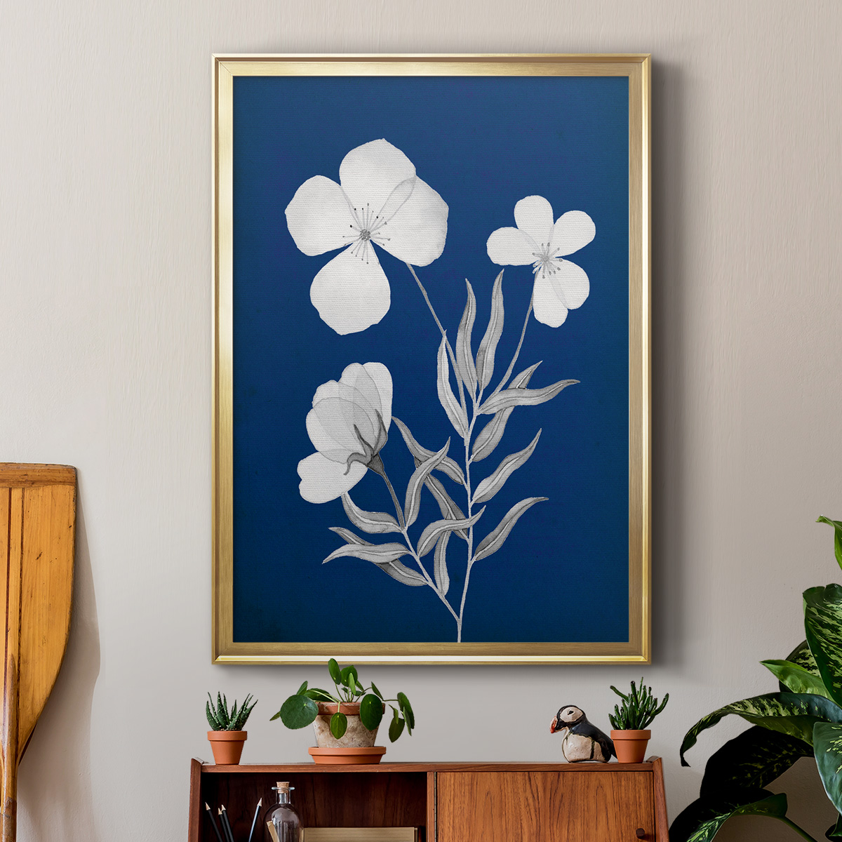 Indigo Sketch I Premium Framed Print - Ready to Hang