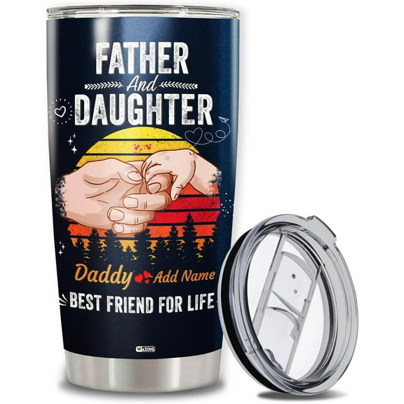 Personalized Dad Coffee Tumbler 20oz 30oz Father & Daughter Best Friends For Life Stainless Steel Travel Mug Double Wall Vacuum Insulated For Birthday Presents Christmas Gift Dads