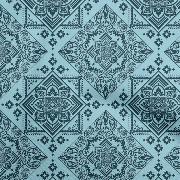 oneOone Velvet Turquoise Blue Fabric Asian Block Sewing Craft Projects Fabric Prints By Yard 58 Inch Wide