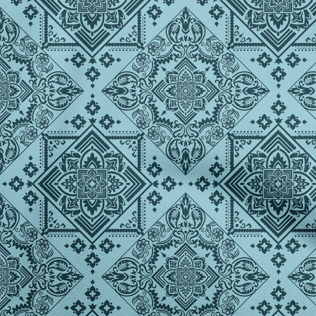 oneOone Cotton Poplin Turquoise Blue Fabric Asian Block Sewing Craft Projects Fabric Prints By Yard 42 Inch Wide