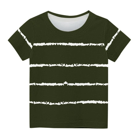 

Geire Summer Shirts Boys Girls Everyday Casual Striped Short Sleeve Crew Neck T-Shirt Soft Loose Comfy Sizes 110-170