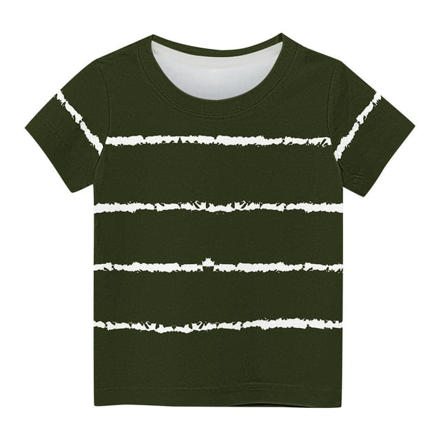 Économies d'Été! SROBPTY T-Shirts à Manches Courtes pour Tout-Petits, Chemises pour Enfants T-Shirt Graphique à Manches Courtes Col Rond Crop Top pour Filles et Garçons de 3 à 14 Ans T-Shirt Tee Vert Armée, 5 Ans