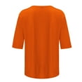 thumbnail image 4 of CQONEPT Plus Size 3/4 Sleeve Shirts for Womens Crewneck Pullover Casual Going Out Trendy Tunic Tops Orange 4XL, 4 of 5