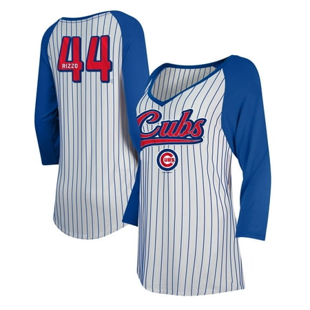Anthony Rizzo Chicago Cubs 5th & Ocean by New Era Women's Player Pinstripe Raglan 3/4-Sleeve T-Shirt -