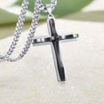 thumbnail image 4 of Collar de cruz Sunnimix para hombre Acero Hiphop Rock Moda Teens Regalo plata, 4 of 6