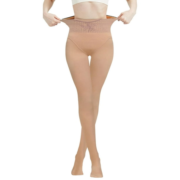 Gibobby Mallas Afelpadas Color Mallas térmicas para mujer, mallas térmicas gruesas, mallas de invierno de lana(Beige, 300G)
