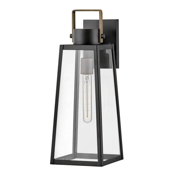 82004BK Lark Hugh - 1 Light Medium Outdoor Wall Lantern In Transitional Style-19 Inches Tall and 7 Inches Wide-Black/Burnished Bronze Finish