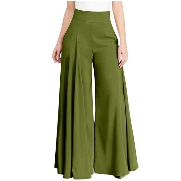 Edvintorg Sweatpants Women Baggy Plus Size Women's Clothing Casual Solid Elegant High Waist Wide Leg Pants Trousers Flare Pants Trousers with Zipper Green XXXXXL