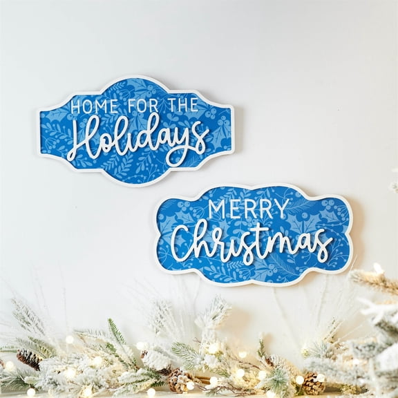 Melrose Holidays and Christmas Sentiment Wall Signs - 18.25"- Set of 2