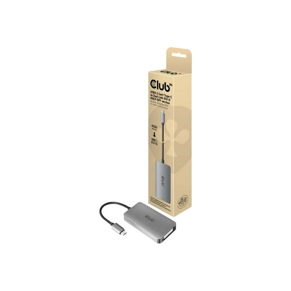 Club 3D - USB / DVI cable - dual link - 24 pin USB-C (M) to DVI-D (F) - USB 3.2 Gen 1 - 9.6 in - thumbclips, 4K support