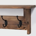 thumbnail image 6 of Rustic Wall Mounted Coat Rack, 26 Inch Pinewood Entryway Floating Coat Hanger with 5 Dual Hooks and Storage Shelf for Living Room Bathroom, Brown, 6 of 6