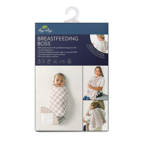 Itzy Ritzy Breastfeeding Boss Taupe Checkerboard Multi Use Cover