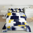 thumbnail image 2 of Manfei Modern Abstract Art King Size Comforter Sets,Oil Painting Bedding Comforter Set,Deepblue White Yellow Bedding Set For Girls,Breathable Home Decor Reversible,3 Pieces, 2 of 8
