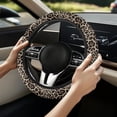 thumbnail image 5 of COEQINE Leopard Print Car Steering Wheel Cover Universal 15 Inch Anti-Slip Auto Steering Wheel Protector Car Accessories for Women Men, Black Brown, 5 of 7