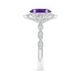 thumbnail image 3 of ANGARA Natural 1.6 Ct. Amethyst with Diamond Side Stones Ring in 14K White Gold for Women (Ring Size: 4.5), 3 of 8