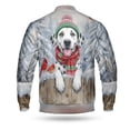 thumbnail image 2 of Playful Dalmatian Welcomes Winter Snowy Day with Cardinal Bird All Over Print 3D Baseball Jacket Dog Lover Bomber Jacket Softball - 12017, 2 of 6