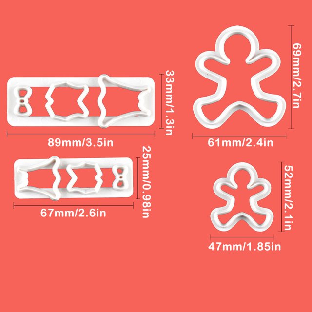 pitrice 4 Pieces Biscuit Shape Die Mold Cake Candy Slicer Christmas Festival DIY Crafts Pressing Bar Wedding Kitchen Decorating Tools