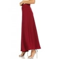 thumbnail image 3 of Women's Casual Solid High Waisted Flare A-line Long Skirt with Elastic Waistband, 3 of 6