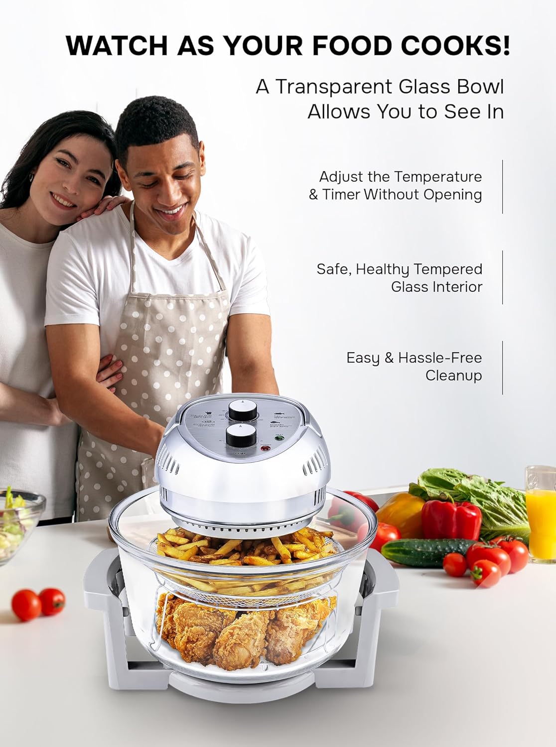 Big Boss 16Qt Large Air Fryer Oven with 50+ Recipe Book AirFryer Oven Makes Healthier Crispy Foods Silver - image 5 of 10