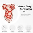 thumbnail image 4 of KLL Women 's Crew Neck Bodysuit Jumpsuits Tomatoes Print Short onesies Stretch T Shirts, 4 of 7
