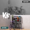 thumbnail image 5 of GIOTORENT Garage Bike Storage Rack, Heavy Duty Freestanding Adjustable Bike Rack with Shelves, Holds 3–4 Bikes, Garage Organizer with Hooks, 5 of 8