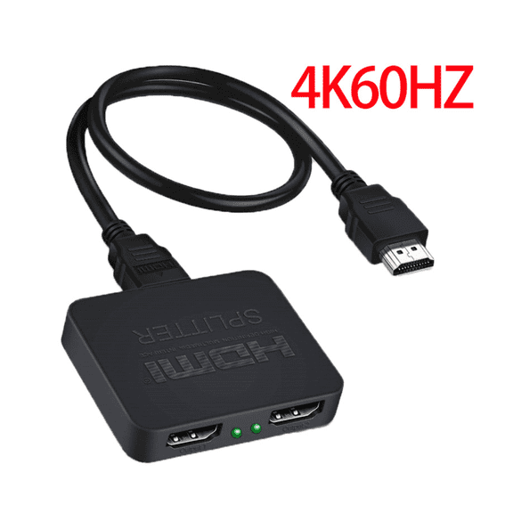 HDMI Video Splitter 4K@60Hz, HDMI Splitter 1 in 2 Out, HDMI2.0b Splitter For Dual Monitors Only Duplicate/Mirror Screens, Support HDCP2.2, RGB 4:4:4, 18.5Gbps, Auto Scaling, Full HD 1080P 3D