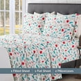 thumbnail image 3 of Elegant Comfort Ultra-Soft 4-Piece Holiday Velvet Plush Flannel Sheet Set - Warm Fuzzy Flannel Fleece with Deep Pockets - High-Quality - Full, Winter Bloom, 3 of 5
