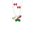 thumbnail image 2 of Delight Jewelry Goldtone 3-D Flying Bat with Crystals Christmas Kiss Charm Necklace and Stud Earrings, 2 of 4