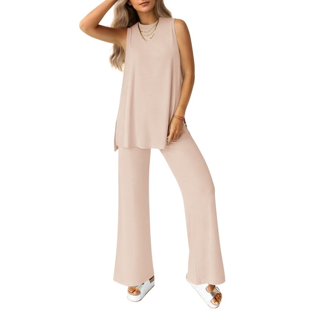 Conjunto Deportivo PRETTYGARDEN de 2 Piezas para Mujer Beige Talle Grande