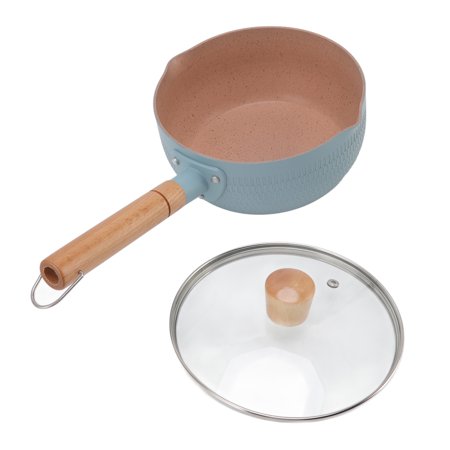 

Small Saucepan Easy Cleaning Stick Proof Healthy Pour Design Milk Pot For Baby Food For Gas Stove White Blue