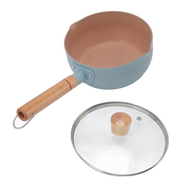 Small Saucepan, Milk Pot Stick Proof Even Heating For Gas Stove White,Blue