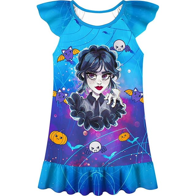 Jupe Princesse Maison Complète Magique pour Fille Manches Courtes à Volants Robe Col Rond pour Fille