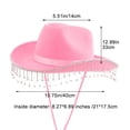 thumbnail image 5 of Vjnyvs Women's Cowboy Hat Set with Bandana and Heart-Shaped Sunglasses, Cowboy Hat Rhinestone Fringe Wide Brim Disco Cowboy Hat Pink, 5 of 6