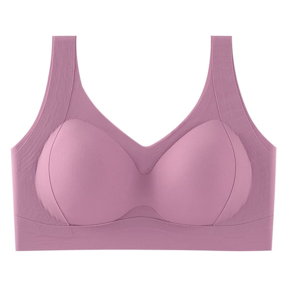 Kvture Supportive Bras for Older Women Seamless Wireless Push Up No Underwire Full Coverage Comfortable Bralette Pink Bra XXL