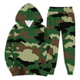 thumbnail image 2 of yuCgh Men's Casual and Personalized Printed Long Sleeve Hooded Sweatshirt and Sweatpants Two-Piece Set, Athletic Leisure Outfit for Gym, Lounge and Everyday Wear,Army Green L, 2 of 6