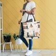 thumbnail image 4 of FORMRS Womens Canvas Tote Bag with Zipper Inner Pocket Shoulder Handbag, Cats Reading Pattern, 4 of 7
