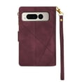 thumbnail image 4 of Compatible for Google Pixel Fold Zipper Wallet Case with [Credit Card Slots] [Zipper Pocket] Kickstand, Premium PU Leather Flip Cover with [Magnetic Clasp] Shockproof Case, Winered, 4 of 9