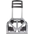 thumbnail image 5 of Professional Heavy-Duty 150 Pound (lb) Capacity Aluminum Folding Hand Truck/Luggage Cart (Black/Silver) with Adjustable Handle, Folding Away Wheels, and Bungee Cord, 5 of 8