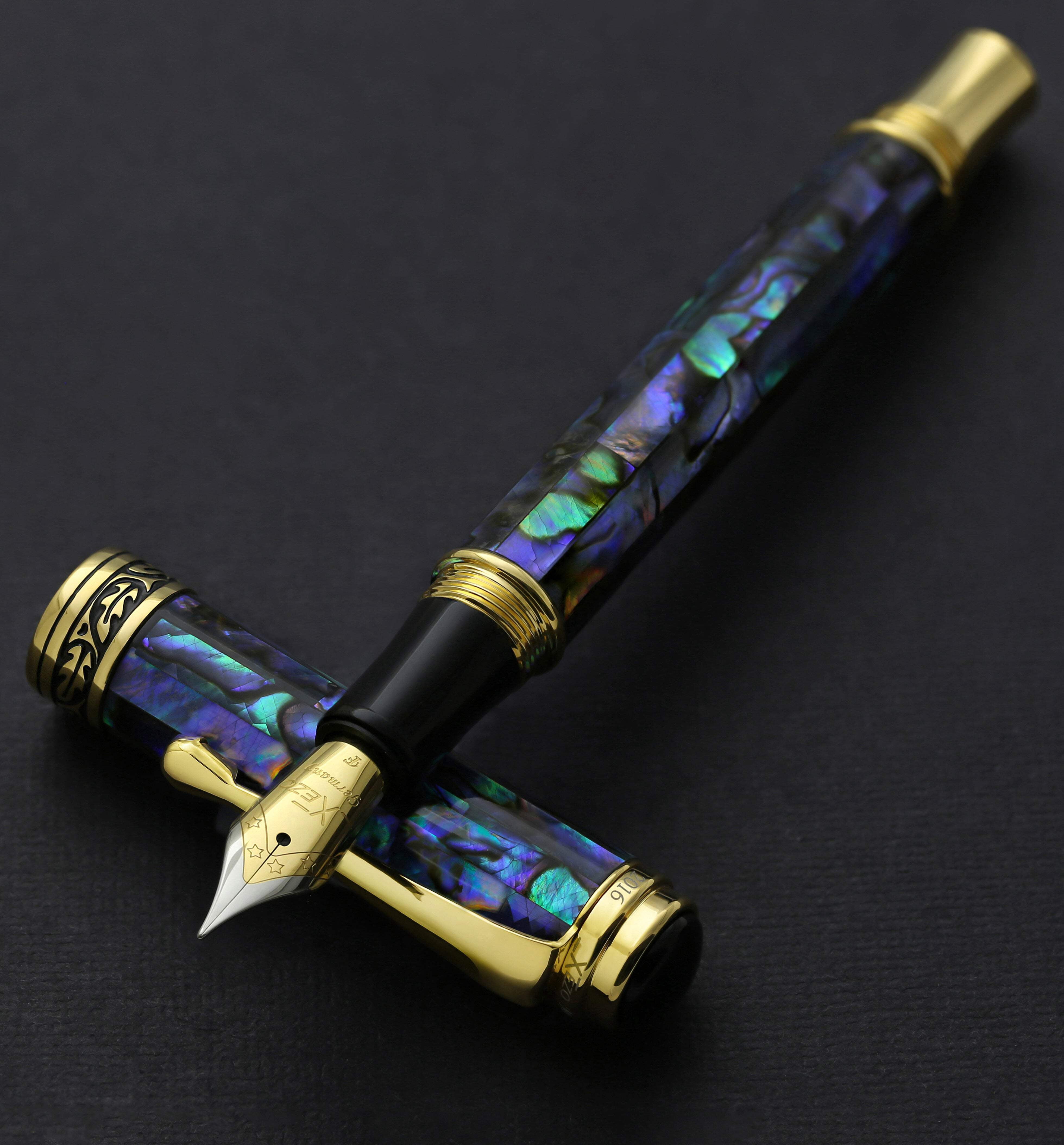 Xezo Xezo Maestro® Paua Abalone Sea Shell Fountain Pen (Fine Nib) - 18K Gold Plated