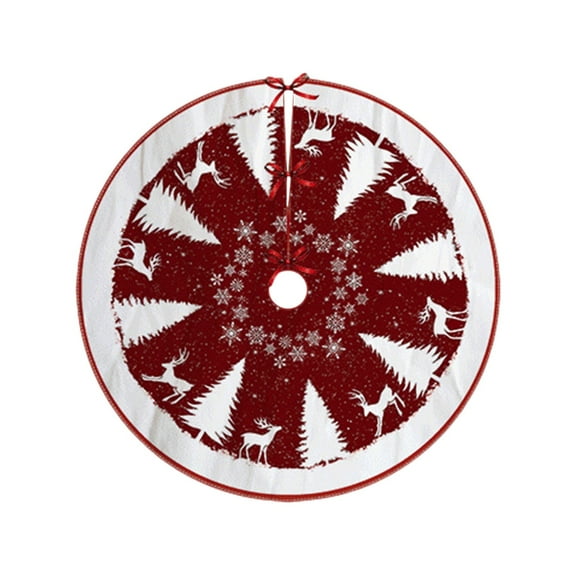 TanSiDing 1pcs Festive Christmas Tree Skirt with Snowflake Reindeer Santa Design, Durable Polyester Holiday Decoration for Home Party Decor 90cm